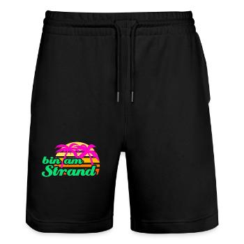 Strand Beachparty Palmen Karibik Meer Urlaub Sonne - Stanley/Stella Unisex Bio Joggingshorts Trainer  - Schwarz - Vorne - Nik (191cm) & Marisol (170cm)