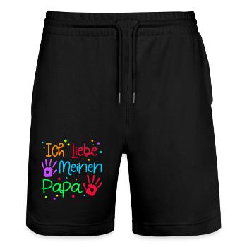 Ich Liebe Papa Lieblingspapa Vatertag Bester Dad - Stanley/Stella Unisex Bio Joggingshorts Trainer  - Schwarz - Vorne - Nik (191cm) & Marisol (170cm)