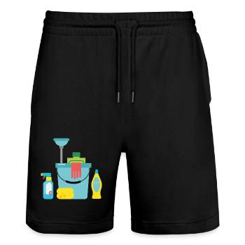 Cleaning products - Stanley/Stella Trainer Unisex Organic Jogging Shorts - black - Front - Nik (191cm) & Marisol (170cm)