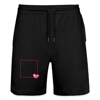 Heart Frame Ornament Line Customizable - Stanley/Stella Trainer Unisex Organic Jogging Shorts - black - Front - Nik (191cm) & Marisol (170cm)