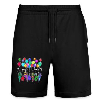 Balloon School Bag School Start School Sugar Bag - Stanley/Stella Trainer Unisex Organic Jogging Shorts - black - Front - Nik (191cm) & Marisol (170cm)
