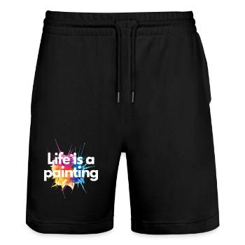 Life Is A Painting Artist Paint Splash Tee - Stanley/Stella Trainer Unisex Organic Jogging Shorts - black - Front - Nik (191cm) & Marisol (170cm)