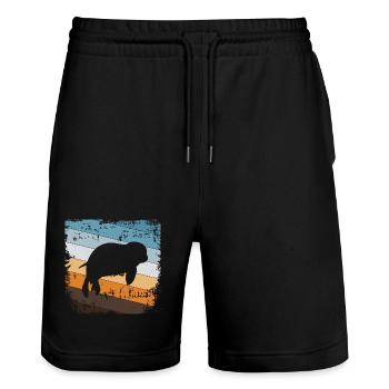 Phoque phoque - Short de jogging bio TRAINER Stanley/Stella unisexe - noir - Devant - Nik (191cm) & Marisol (170cm)