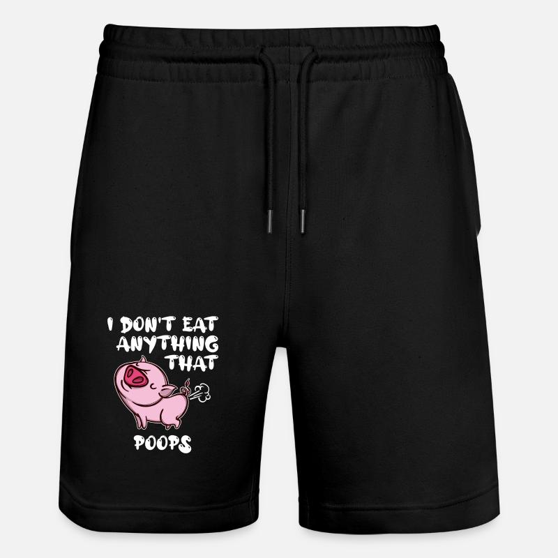 Statement Schwein Vegan - Stanley/Stella Unisex Bio Joggingshorts Trainer  - Schwarz