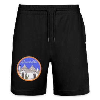 Trulli Houses Alberobello Bari Trullo Italy - Stanley/Stella Trainer Unisex Organic Jogging Shorts - black - Front - Nik (191cm) & Marisol (170cm)
