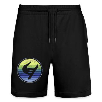 Snowboard Snowboarder - Stanley/Stella Unisex Bio Joggingshorts Trainer  - Schwarz - Vorne - Nik (191cm) & Marisol (170cm)