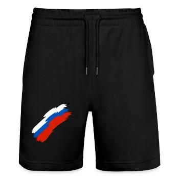 Russie drapeau couleurs - Short de jogging bio TRAINER Stanley/Stella unisexe - noir - Devant - Nik (191cm) & Marisol (170cm)