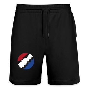 Netherlands Flag Flag Circle - Stanley/Stella Trainer Unisex Organic Jogging Shorts - black - Front - Nik (191cm) & Marisol (170cm)