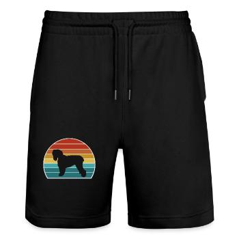 Black Russian Terrier Dog Silhouette Vintage Sunse - Stanley/Stella Trainer Unisex Organic Jogging Shorts - black - Front - Nik (191cm) & Marisol (170cm)