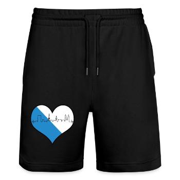 i love Zurich Züri Love Heart Switzerland Gift - Stanley/Stella Trainer Unisex Organic Jogging Shorts - black - Front - Nik (191cm) & Marisol (170cm)
