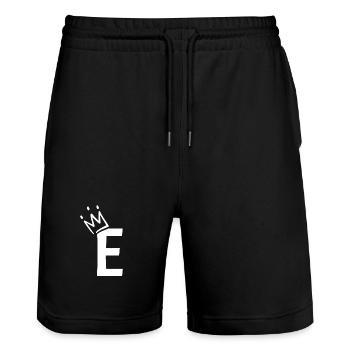 Buchstabe E mit Krone - Stanley/Stella Unisex Bio Joggingshorts Trainer  - Schwarz - Vorne - Nik (191cm) & Marisol (170cm)