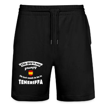 Tenerife Fans - Short de jogging bio TRAINER Stanley/Stella unisexe - noir - Devant - Nik (191cm) & Marisol (170cm)