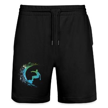 Surf Surfer  - Short de jogging bio TRAINER Stanley/Stella unisexe - noir - Devant - Nik (191cm) & Marisol (170cm)
