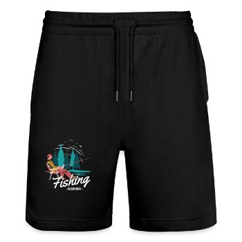 Funny Fishing Quote Fishing Everyday - Stanley/Stella Trainer Unisex Organic Jogging Shorts - black - Front - Nik (191cm) & Marisol (170cm)