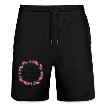 Une aide soignante formidable - couronne de fleurs - Short de jogging bio TRAINER Stanley/Stella unisexe - noir - Devant - Nik (191cm) & Marisol (170cm)
