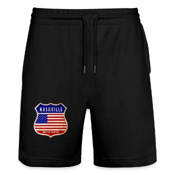 Nashville États-Unis Armoiries Drapeaux - Short de jogging bio TRAINER Stanley/Stella unisexe - noir - Devant - Nik (191cm) & Marisol (170cm)