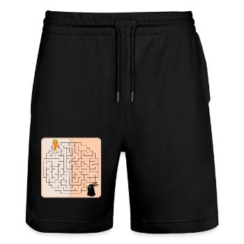 Labyrinth Bunny Easter Bunny - Stanley/Stella Trainer Unisex Organic Jogging Shorts - black - Front - Nik (191cm) & Marisol (170cm)