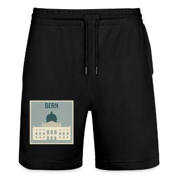 Bern - Short de jogging bio TRAINER Stanley/Stella unisexe - noir - Devant - Nik (191cm) & Marisol (170cm)