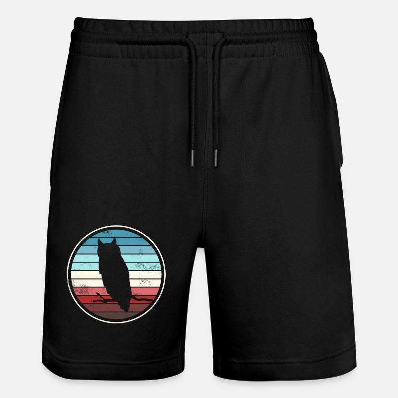 Eule Eulen - Stanley/Stella Unisex Bio Joggingshorts Trainer  - Schwarz