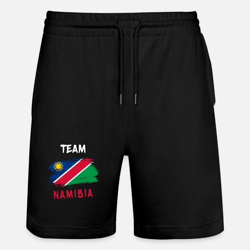 Team Namibia Flaggen Design - Stanley/Stella Unisex Bio Joggingshorts Trainer  - Schwarz