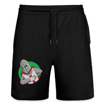 Friendly Crusader - Stanley/Stella Trainer Unisex Organic Jogging Shorts - black - Front - Nik (191cm) & Marisol (170cm)