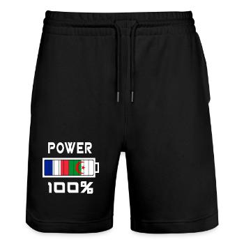 Algeria and France Power 100% - Stanley/Stella Trainer Unisex Organic Jogging Shorts - black - Front - Nik (191cm) & Marisol (170cm)