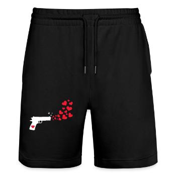 Monde Paix Cœur Paix Amour Humanité - Short de jogging bio TRAINER Stanley/Stella unisexe - noir - Devant - Nik (191cm) & Marisol (170cm)