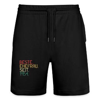 Beste Ehefrau Seit 1954 - Jahrestag Geschenk - Stanley/Stella Unisex Bio Joggingshorts Trainer  - Schwarz - Vorne - Nik (191cm) & Marisol (170cm)