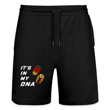 In my DNA Germany and Zimbabwe - Stanley/Stella Trainer Unisex Organic Jogging Shorts - black - Front - Nik (191cm) & Marisol (170cm)