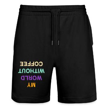Funny Coffee Caffeine Statement Coffee Lovers - Stanley/Stella Trainer Unisex Organic Jogging Shorts - black - Front - Nik (191cm) & Marisol (170cm)
