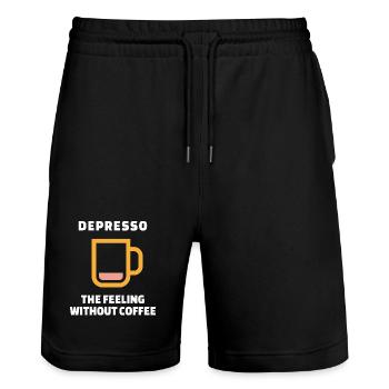 Humorous Coffee Statement Caffeine Coffee Cup - Stanley/Stella Trainer Unisex Organic Jogging Shorts - black - Front - Nik (191cm) & Marisol (170cm)