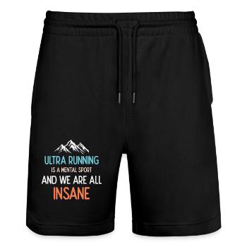 Ultra Running est un sport mental et nous sommes tous fous - Short de jogging bio TRAINER Stanley/Stella unisexe - noir - Devant - Nik (191cm) & Marisol (170cm)