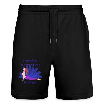 Yoga - Stanley/Stella Trainer Unisex Organic Jogging Shorts - black - Front - Nik (191cm) & Marisol (170cm)