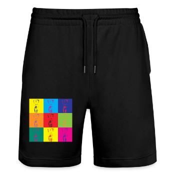 Pop Art Woman Retro Art Gift - Stanley/Stella Trainer Unisex Organic Jogging Shorts - black - Front - Nik (191cm) & Marisol (170cm)