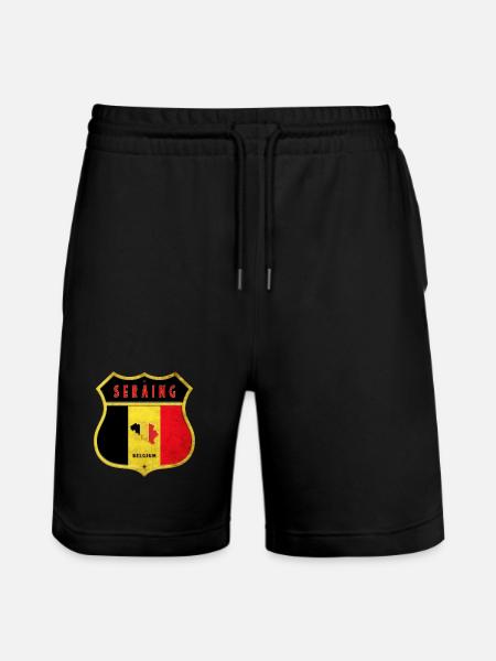 Seraing Belgique Armoiries Drapeaux Design - Short de jogging bio TRAINER Stanley/Stella unisexe - noir