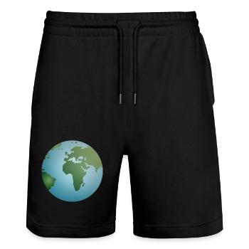 blauer Planet Erde mit grünen Kontinenten - Stanley/Stella Unisex Bio Joggingshorts Trainer  - Schwarz - Vorne - Nik (191cm) & Marisol (170cm)