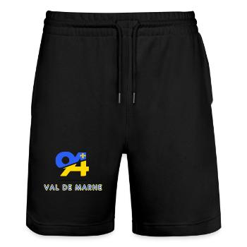 Val de marne - Stanley/Stella Trainer Unisex Organic Jogging Shorts - black - Front - Nik (191cm) & Marisol (170cm)