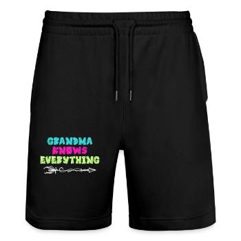 Oma Großmutter Alte Frau Seniorin Statement - Stanley/Stella Unisex Bio Joggingshorts Trainer  - Schwarz - Vorne - Nik (191cm) & Marisol (170cm)