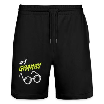 Statement Seniorin Brille Beste Omi Oma Großmutter - Stanley/Stella Unisex Bio Joggingshorts Trainer  - Schwarz - Vorne - Nik (191cm) & Marisol (170cm)