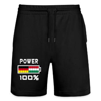 Germany and Hungary Power 100% - Stanley/Stella Trainer Unisex Organic Jogging Shorts - black - Front - Nik (191cm) & Marisol (170cm)