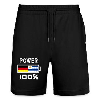 Deutschland und Uruguay Power 100% - Stanley/Stella Unisex Bio Joggingshorts Trainer  - Schwarz - Vorne - Nik (191cm) & Marisol (170cm)