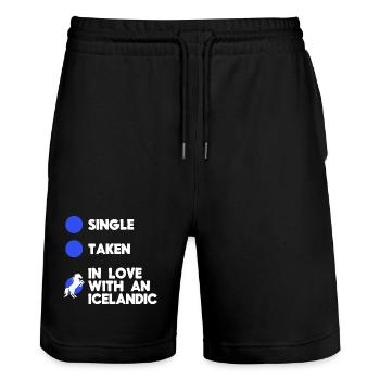 Islandpferde Pferdenarr Pferde Humorvoll Statement - Stanley/Stella Unisex Bio Joggingshorts Trainer  - Schwarz - Vorne - Nik (191cm) & Marisol (170cm)