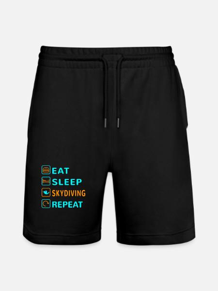 Eat. Sleep. Skydiving. Repeat Design - Stanley/Stella Trainer Unisex Organic Jogging Shorts - black