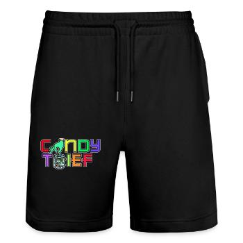 Sweets Statement Sweet tooth Delicious - Stanley/Stella Trainer Unisex Organic Jogging Shorts - black - Front - Nik (191cm) & Marisol (170cm)