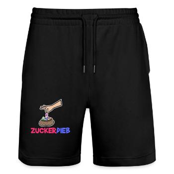 Bonbon Statement Süßigkeiten Naschkatzen Lecker - Stanley/Stella Unisex Bio Joggingshorts Trainer  - Schwarz - Vorne - Nik (191cm) & Marisol (170cm)