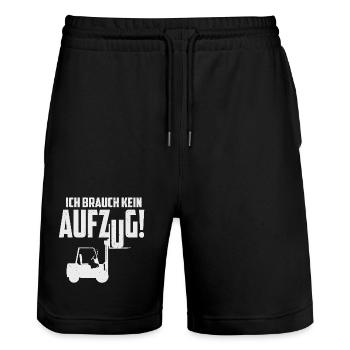 Gabelstapler Führerschein - Stanley/Stella Unisex Bio Joggingshorts Trainer  - Schwarz - Vorne - Nik (191cm) & Marisol (170cm)