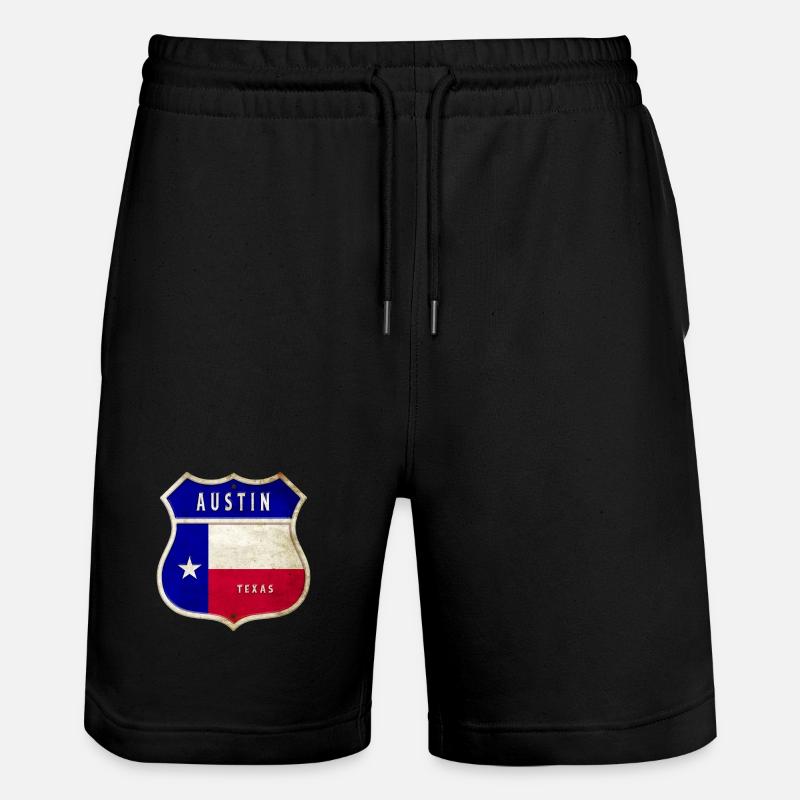 Austin Texas crest flags design - Stanley/Stella Trainer Unisex Organic Jogging Shorts - black