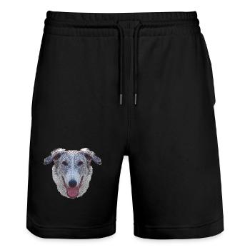 coole hundemotive, Barsoi gesicht - Stanley/Stella Unisex Bio Joggingshorts Trainer  - Schwarz - Vorne - Nik (191cm) & Marisol (170cm)