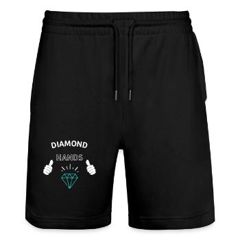 Diamond Hands Krypto - Stanley/Stella Unisex Bio Joggingshorts Trainer  - Schwarz - Vorne - Nik (191cm) & Marisol (170cm)
