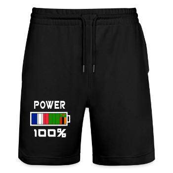 Puerto Rico and France Power 100% - Stanley/Stella Trainer Unisex Organic Jogging Shorts - black - Front - Nik (191cm) & Marisol (170cm)